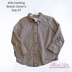 Carter's Navy and White Plaid Button Down Shirt